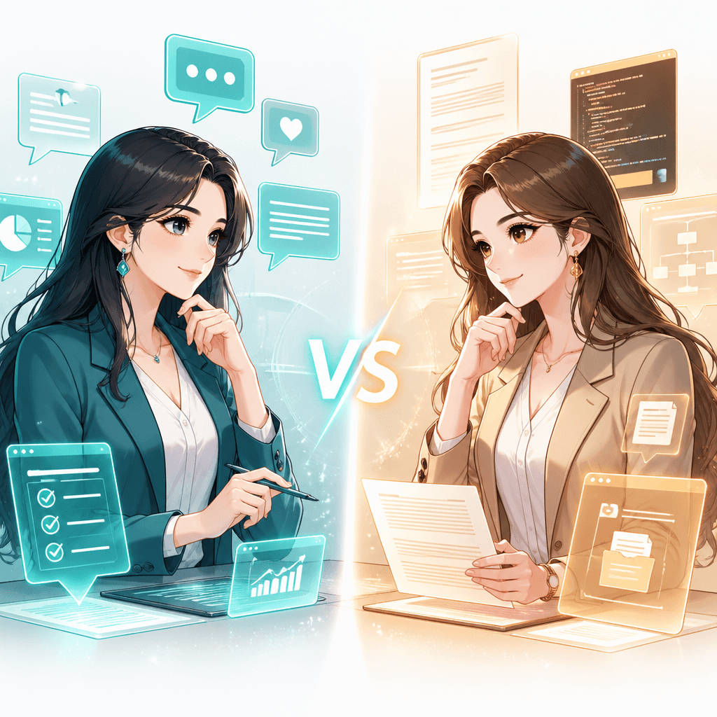 ChatGPT와 Claude AI 비교 캐릭터 이미지